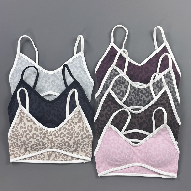 Stretch Strap Yoga - Sports Bra Women Leopard Print Thin