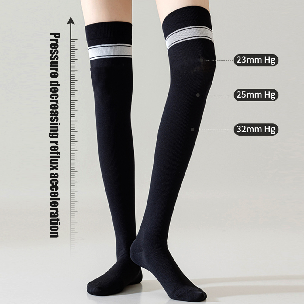 1Pair High Thigh Socks Striped - Yoga Daily Fitness ulasan dan harga