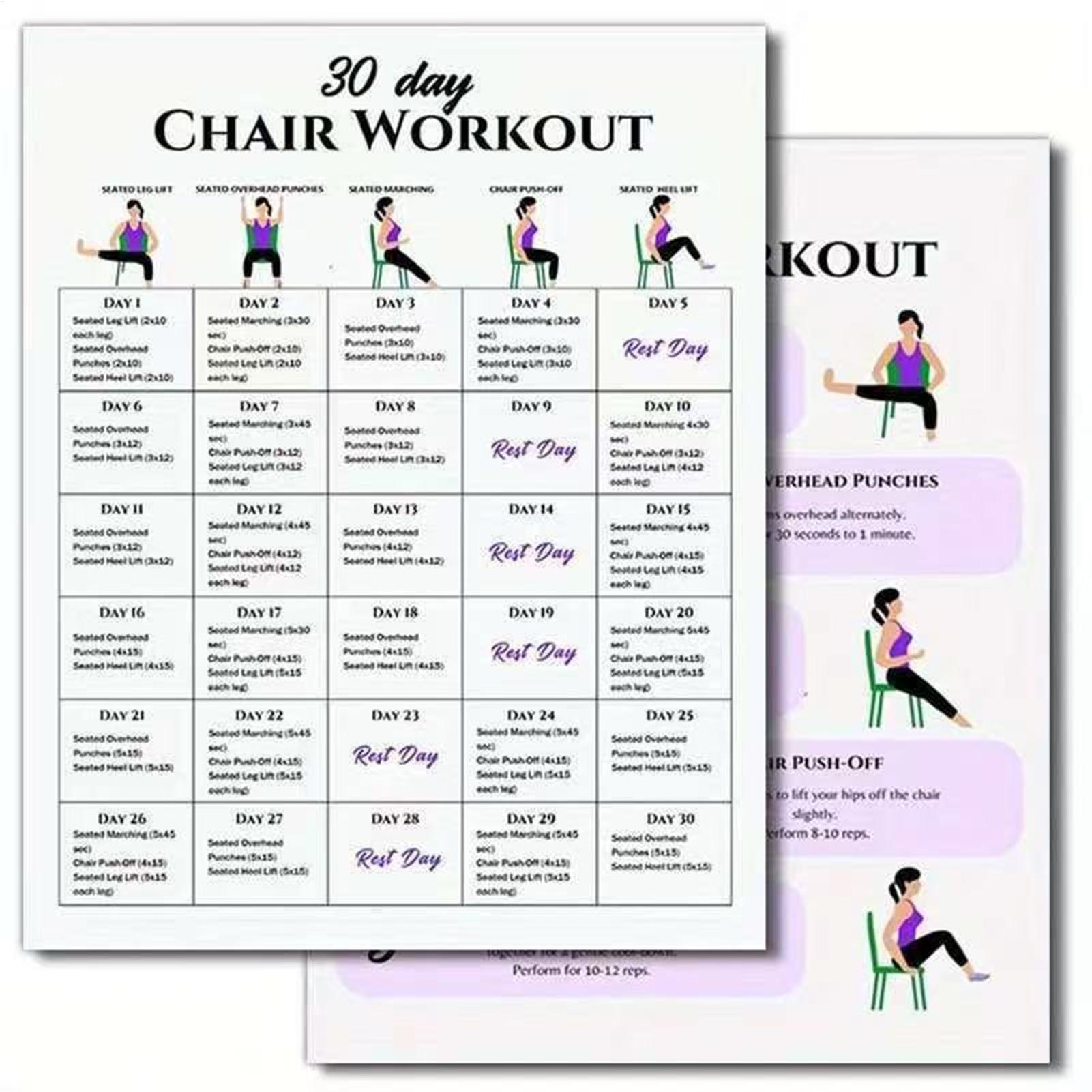 6 Pieces 30-Day Chair Exercise - Yoga Fitness Wallpaper ulasan dan harga